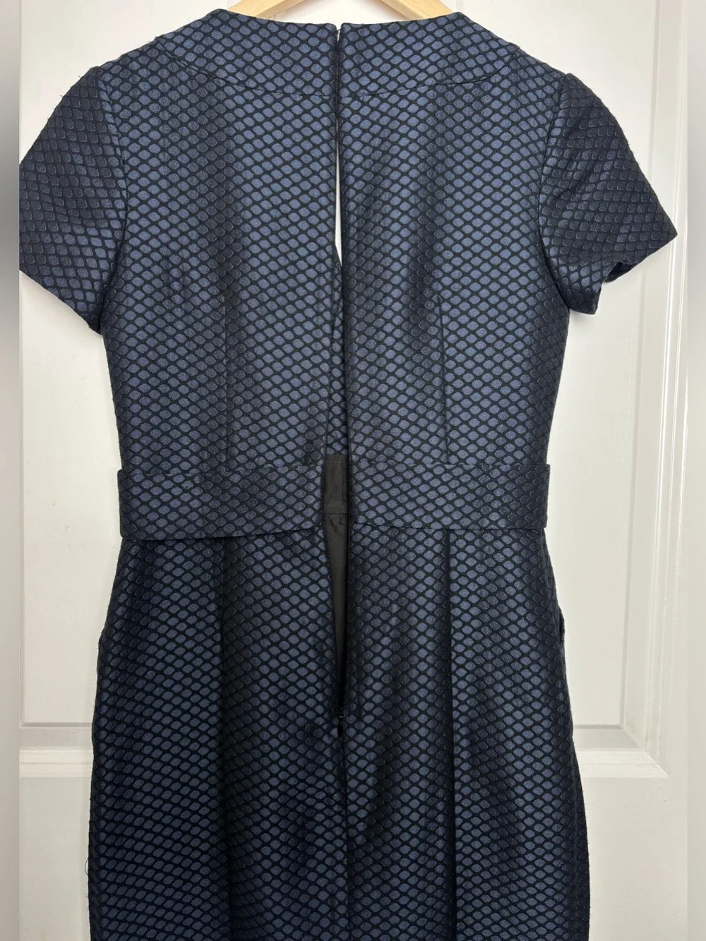 Maeve Shelby Dress 0 Navy Black Jacquard Origami Waist Sheath Anthropologie